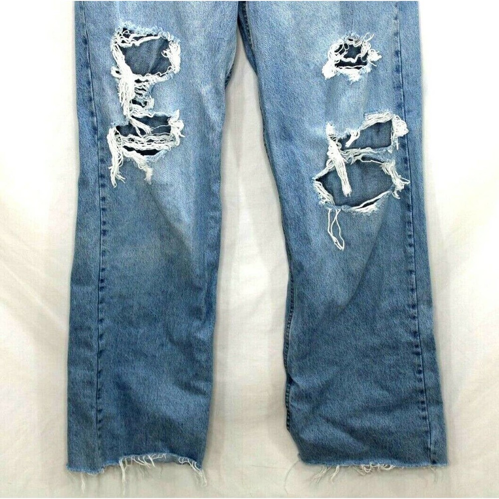 Zara Light Blue Distressed Boot Cut Jeans - Picture 6 of 9